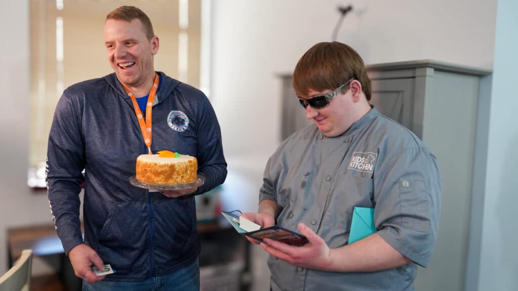 Dillon getting a little celebration for graduating with his Associates Degree.