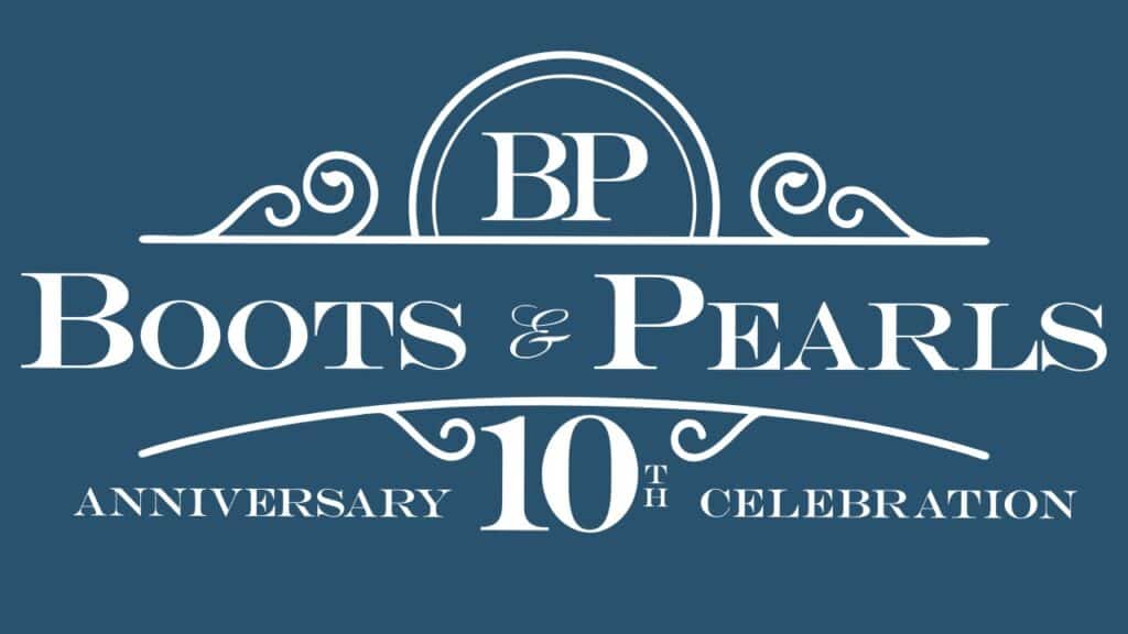 Boots and Pearls logo with the 10th anniversary celebration wording.