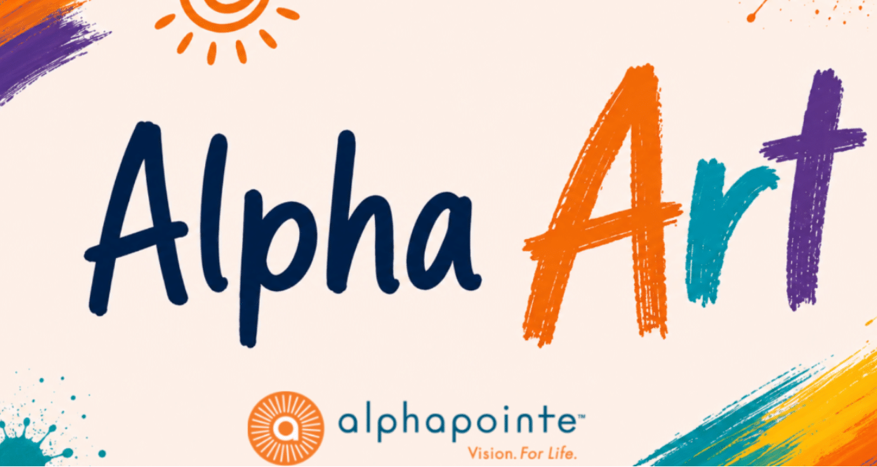 This is a graphic featuring the word AlphaArt and the Alphapointe logo